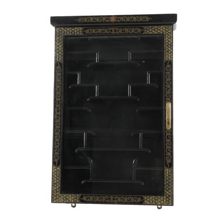 Chinese Black Lacquer Hanging Wall Display Case