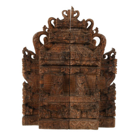 Balinese Carved Wood Gapura Temple Gate Bookends