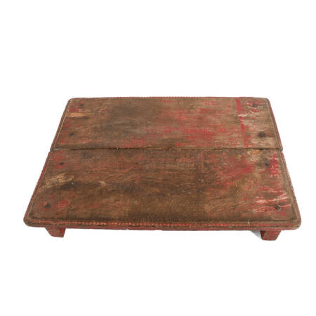 Antique Primitive Red Polychrome Wood Riser
