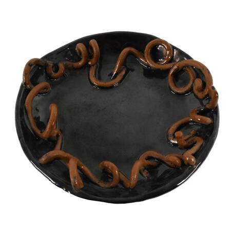 Folk Art-Style Ceramic Pottery Dish