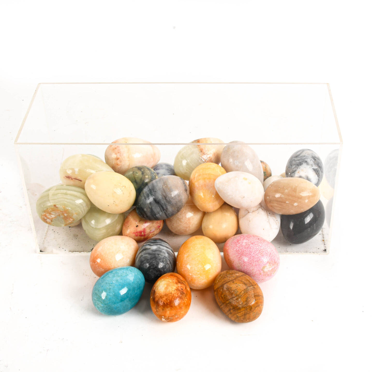 Large Assorted Mixed Alabaster, Agate, and Stone Egg Sculptures