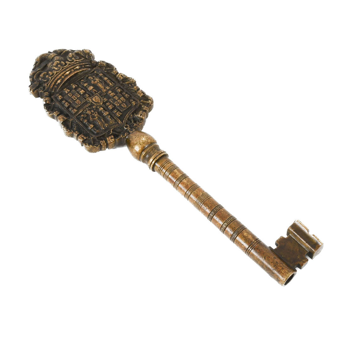 Large Antique Gilt Portuguese House of Braganza Castle Key