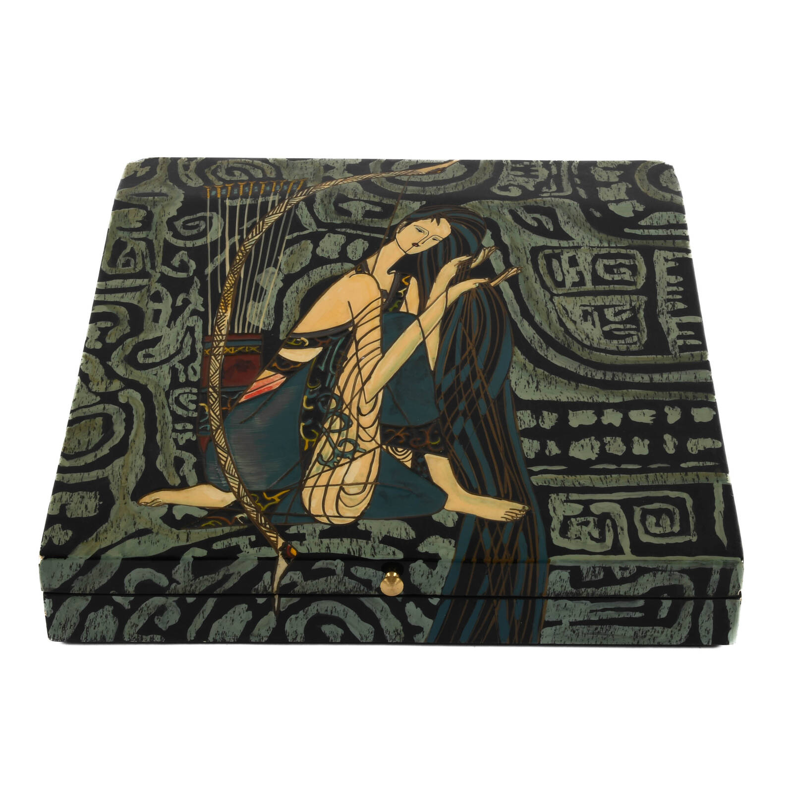 Oversized Art Deco-Style Lacquerware Jewelry Box