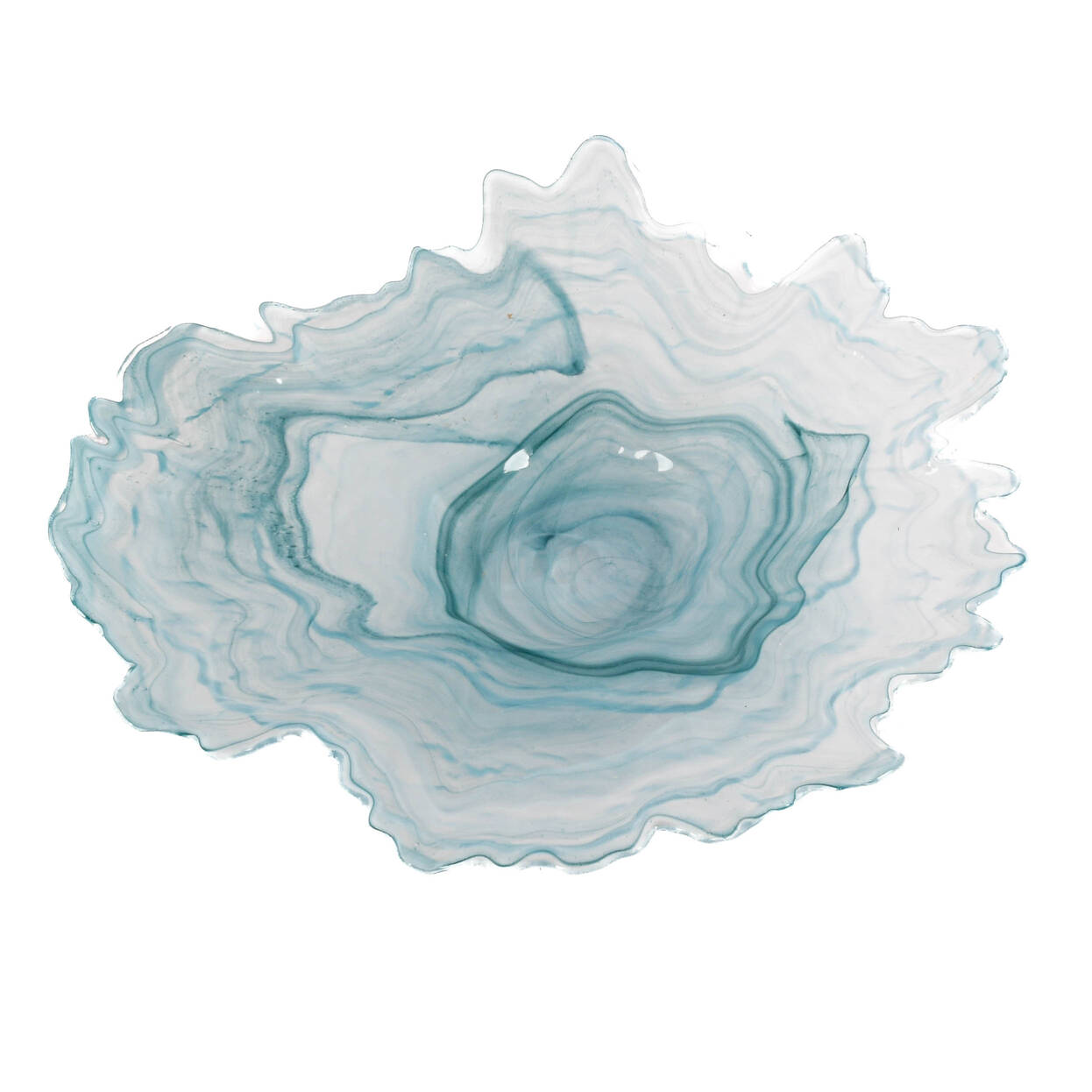 Abstract Teal Art Glass Bowl
