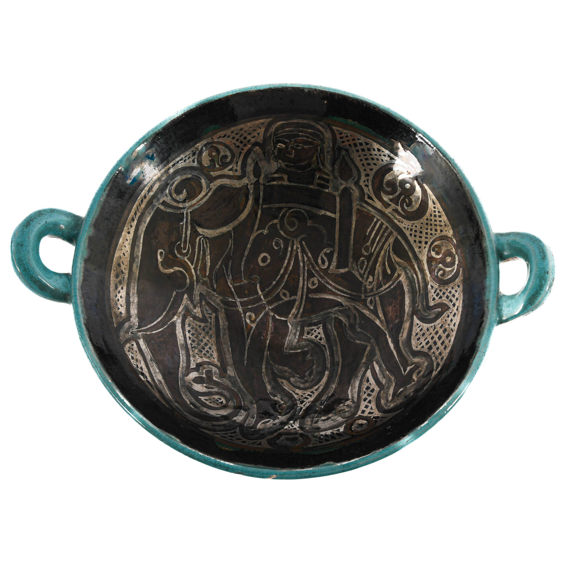 Persian Ceramic Decorated Footed Bowl