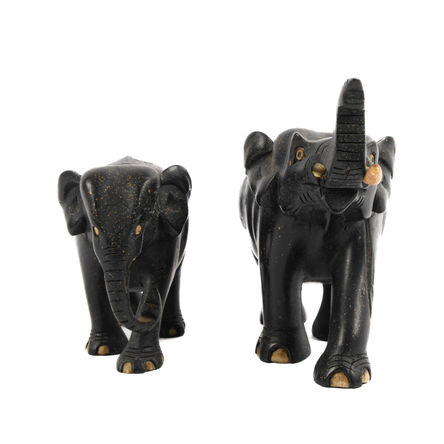 Lot of Two Ebony Elephant Statues