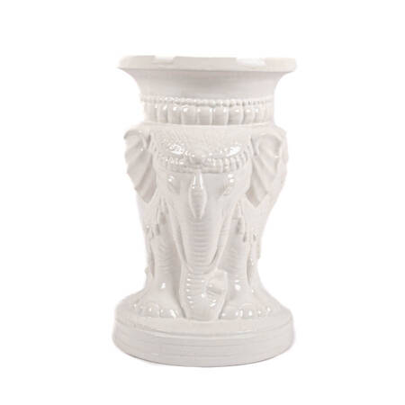 Signed Figural Elephant Motif Garden Stool