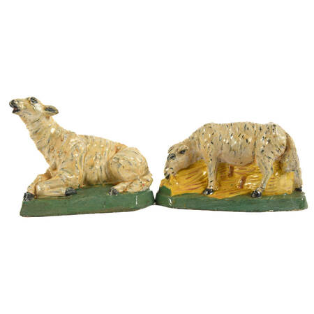 Pair of Chalkware Sheep Figures