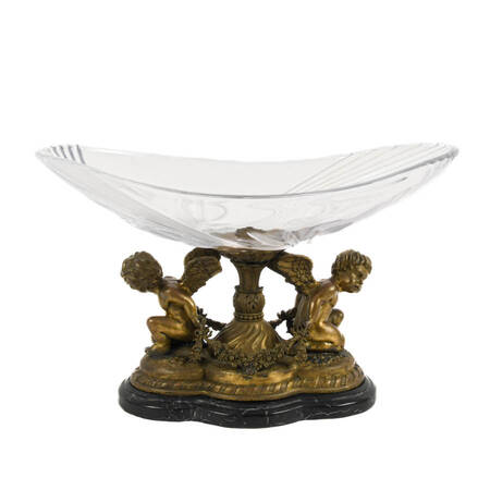 Bronze and Crystal Figural Putti Centerpiece