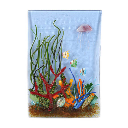 Sea Life Fused Art Glass Panel Sculpture