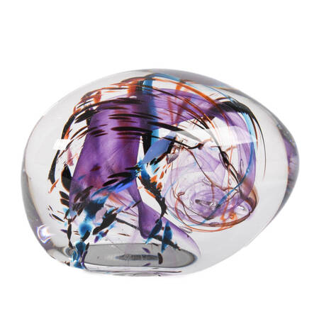 Signed Abstract Art Glass Paperweight