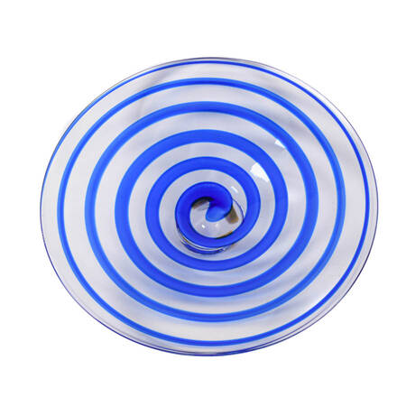 Cobalt Stripe Twist Art Glass Center Bowl