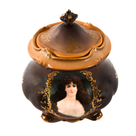 Victorian Jungfrau Porcelain Portrait Biscuit Jar