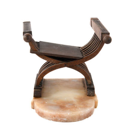 Antique Miniature Savonarola Chair on Marble Base