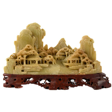 Chinese Carved Soapstone Landscape Sculpture
