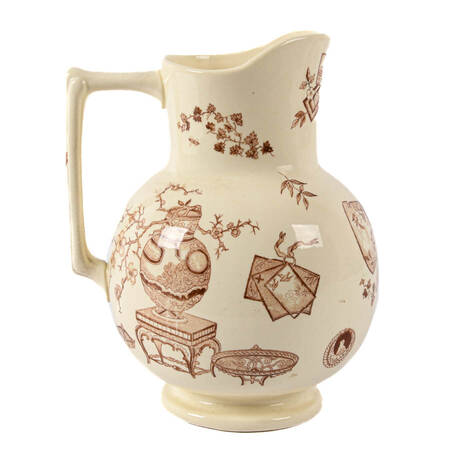 Victorian Ironstone Transferware Pitcher