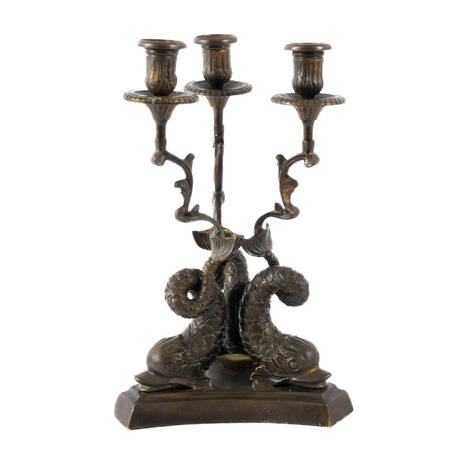 Bronze Empire-Style Three-Light Candelabra