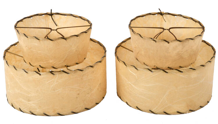 Pair of Mid-Century Modern Two-Tier Atomic Shades