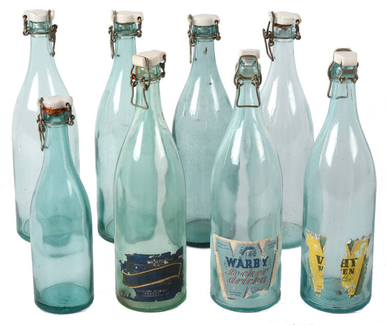 Grouping of Eight German World War II Glass Beer Bottles