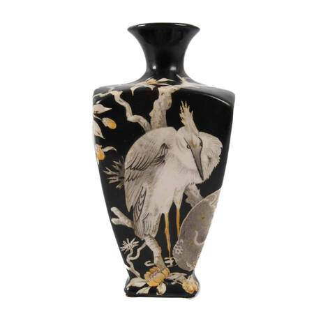 Winton China Crane and Floral Decorated Vase