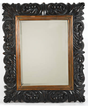 Carved Walnut Accent Wall Mirror