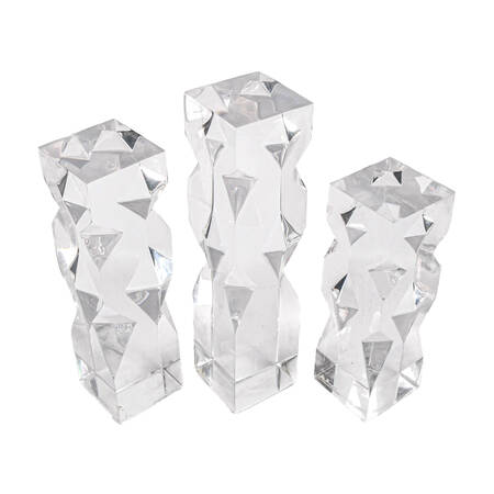 Set of Three Signed Mulvany Brutalist Lucite Stair-Step Display Stands
