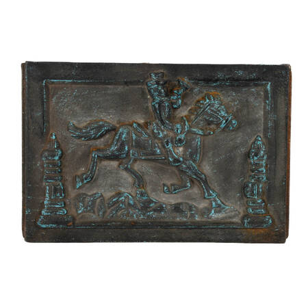 Cast Iron Horse and Rider Plaque