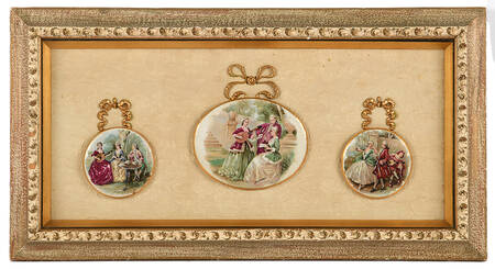 Framed Hand-Painted Porcelain Medallions Triptych by Fragonard