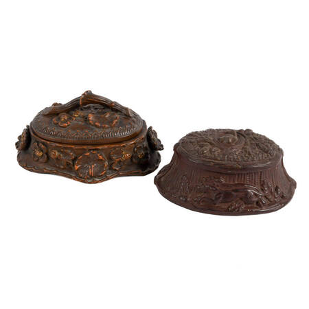 Group of Two Lidded Dresser Caskets