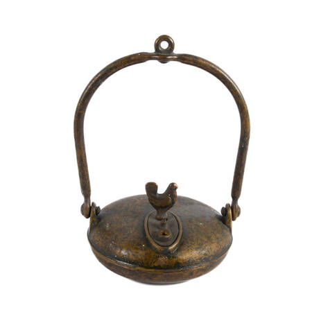 French Miner's Bronze Whale Oil Lamp