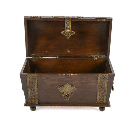 Footed Wood and Brass Chest