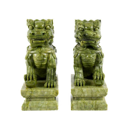 Pair of Chinese Jadeite Imperial Lion Figures