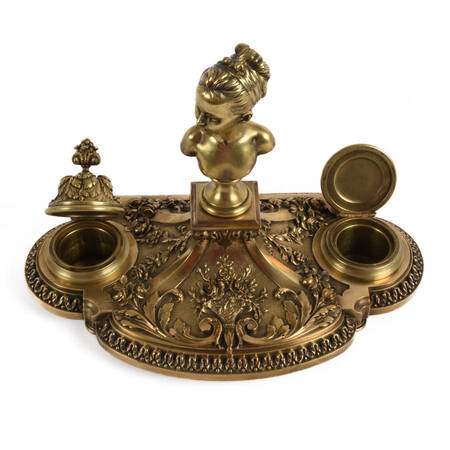 Antique French Bronze Figural Inkwell
