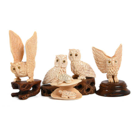 Grouping of Four Bone Carved Animals