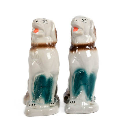 Pair of Lusterware Spaniel Dog Statues