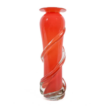 Signed Matthew Buechner Orange Crystal Art Glass Vase
