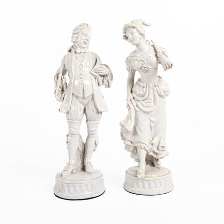 Antique Pair of Blanc De Chine Figural Statues