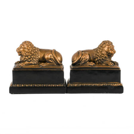 Pair of Composition Reclining Lion Bookends