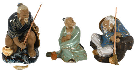 Grouping of Three Chinese Shiwan Mudmen