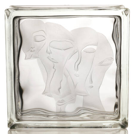 Abstract Figural Glass Block Sculpture