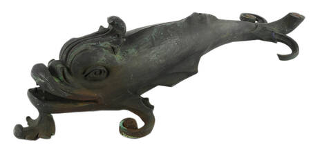 Large Antique Cast Iron Dolphin Architectural Detail