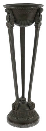 Heavy Cast Metal Torchère Plant Stand on Marble Base