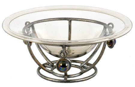 Glass Centerpiece Bowl with Metal Base
