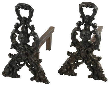 Antique Pair of Figural Jenny Lend Cast Iron Andirons