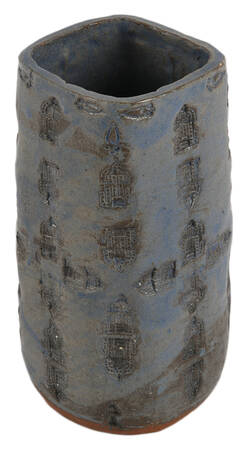 Studio Art Pottery Vase with Pressed Pattern