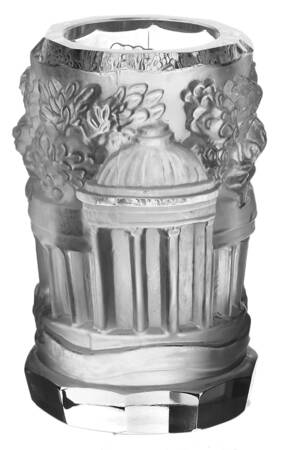 Raised Relief Glass Capitol Building Candle Holder