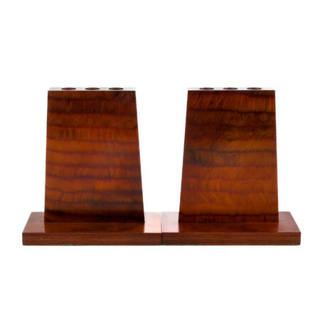 Pair of Flame Mahogany Candle Holders