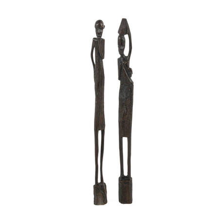 Pair of Carved Wood Tribal African Statues