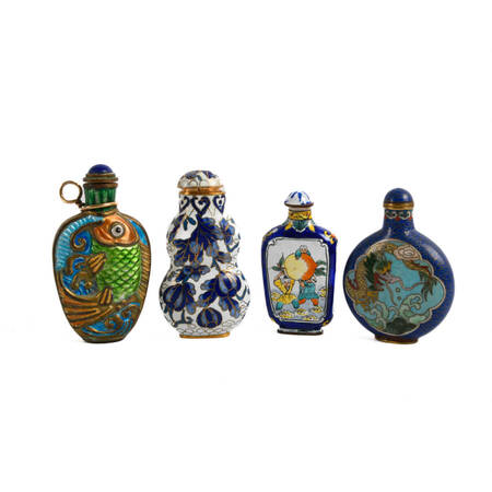 Grouping of Four Chinese Enamel Snuff Bottles