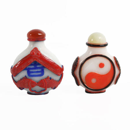 Grouping of Two Peking Glass Snuff Bottles